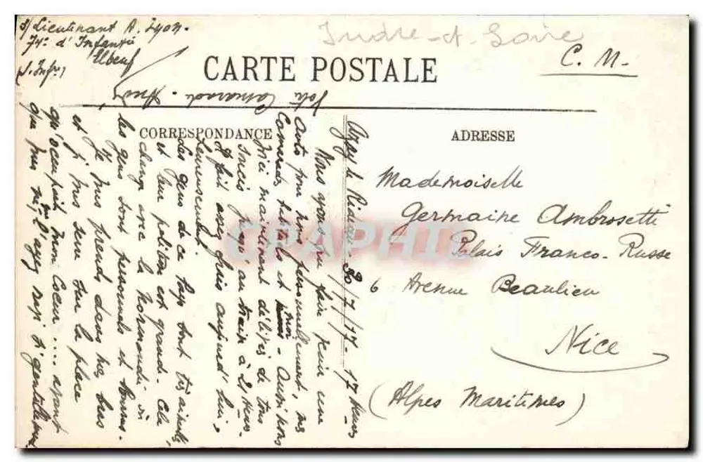 Frauenkopf — Gekauft in Azay-le-Rideau — Verlag Dondel, Baron Édouard de Rothschild, n°34 - Rückseite