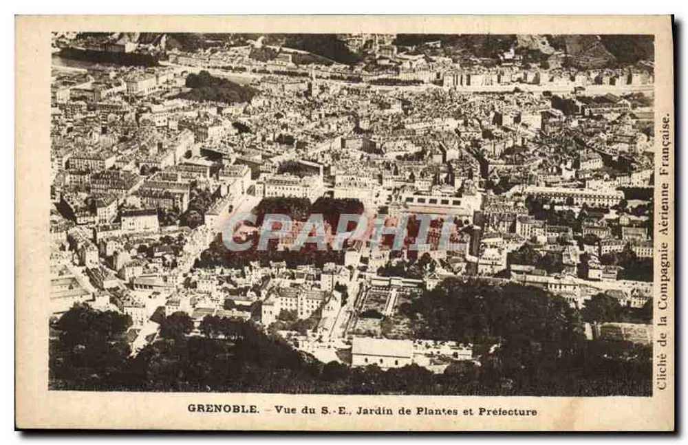 Grenoble — Ansicht des S.-O., Botanischer Garten und Präfektur — Cliché der französischen Luftfahrtgesellschaft - Vorderseite