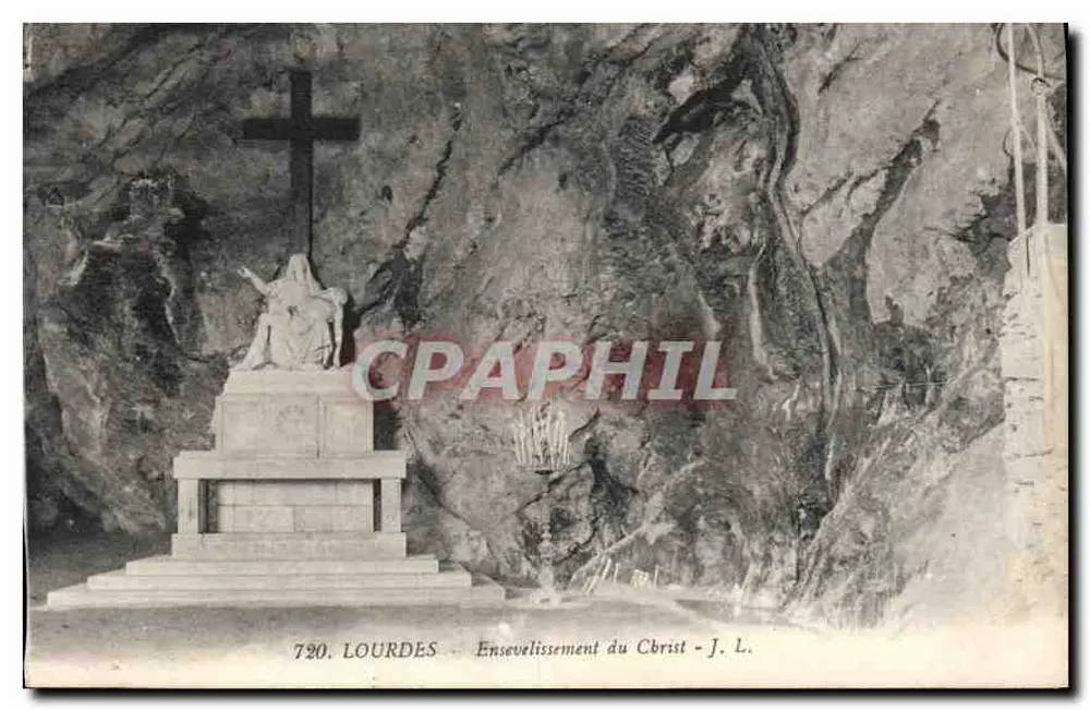 Lourdes — Ensevelimento do Cristo — J. L. - Frente