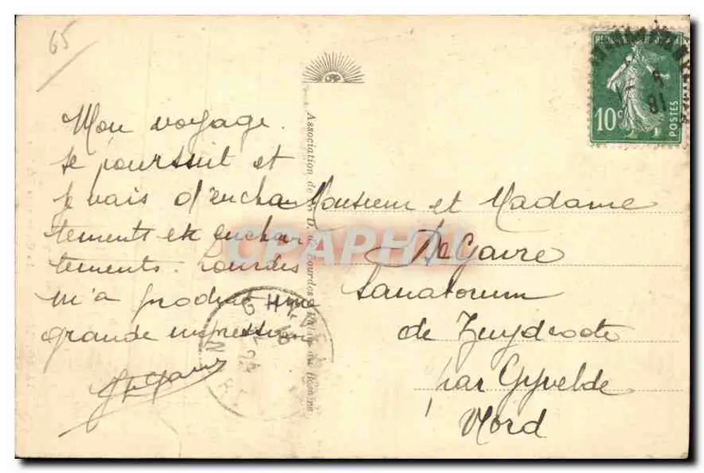 Lourdes — A Gruta e a Basílica — Bilhete postal antigo n°27 - Verso