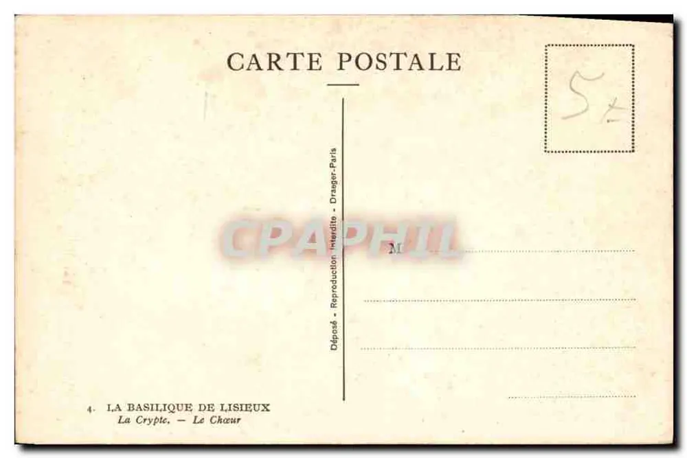 A Basílica de Lisieux — O Coro — Reprodução Proibida — Drager-Paris - Verso