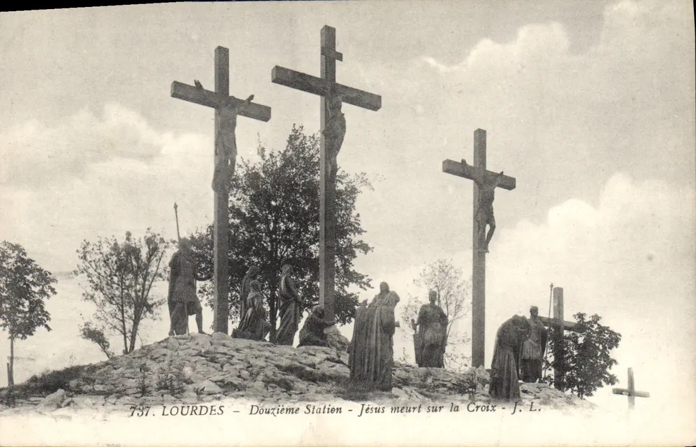 Lourdes - Zwölfter Station - Jesus stirbt am Kreuz - J. L. - Vorderseite
