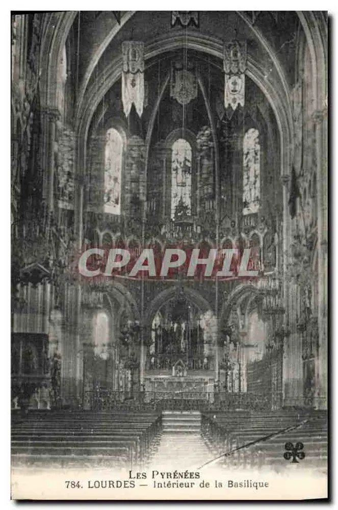 Lourdes — Interior da Basílica — Les Pyrénées 784 - Frente