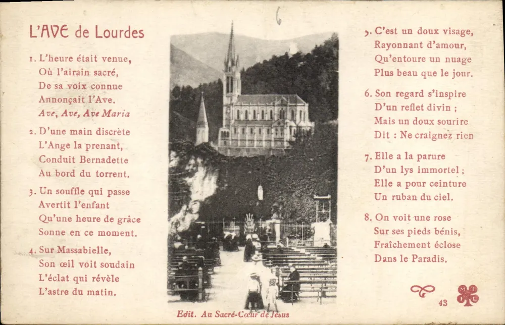 Das AVE von Lourdes — Ansicht der Basilika und des Heiligtums — Edit. Au Sacré-Cœur de Jésus n°43 - Vorderseite