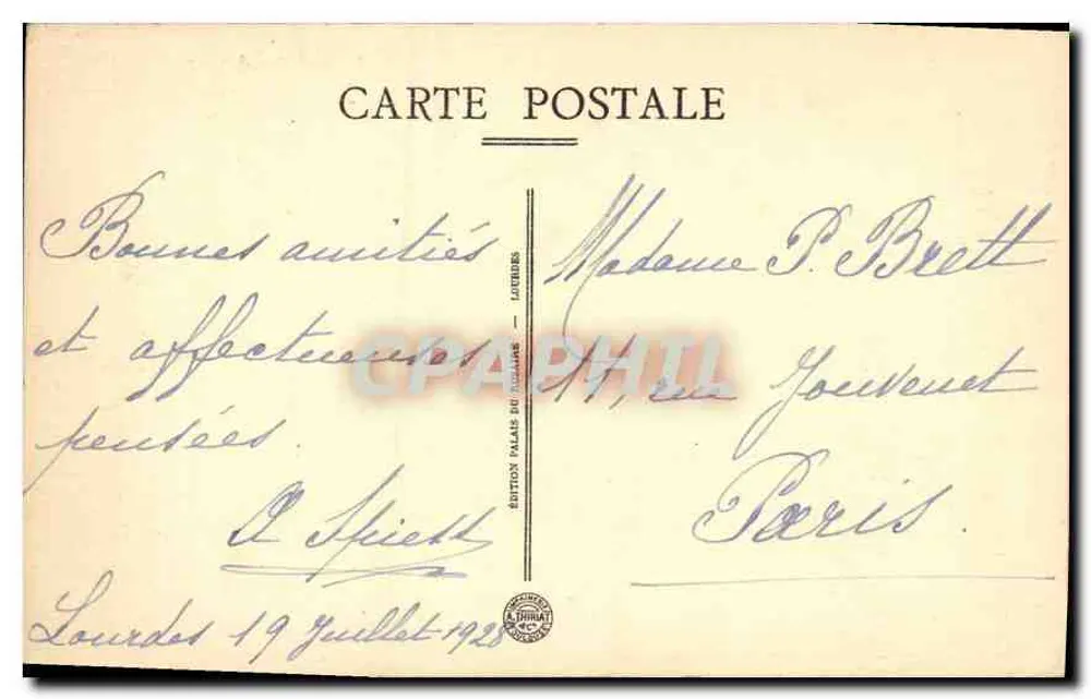 Lourdes — Ansicht der Heiligtümer — Edition Palais du Puy - Rückseite