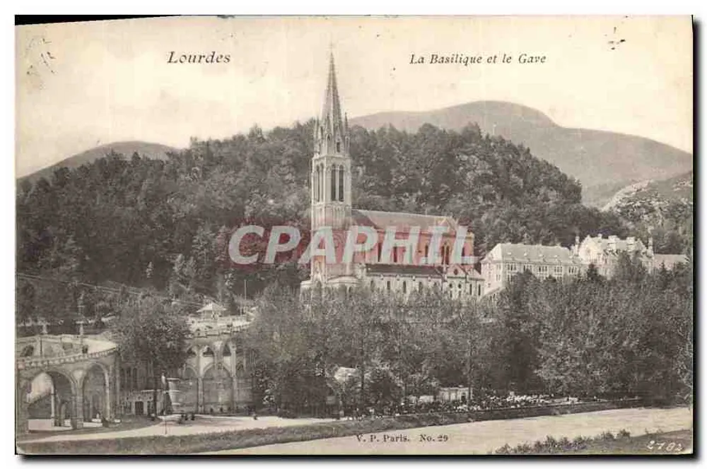 Lourdes — A Basílica e o Gave — V.P. Paris. No. 29 - Frente