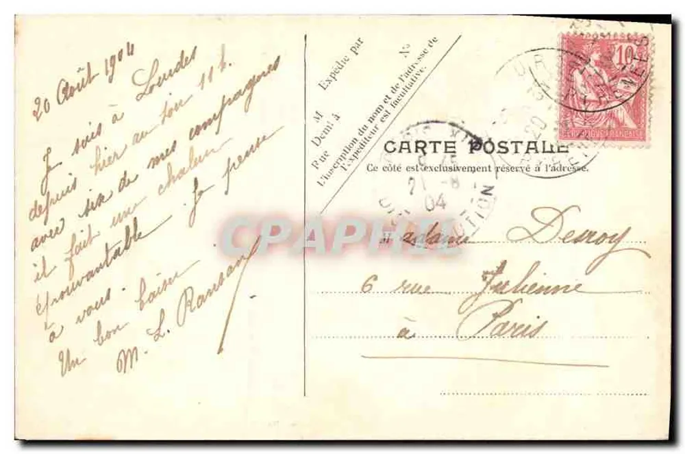 Lourdes — A Basílica e o Gave — V.P. Paris. No. 29 - Verso