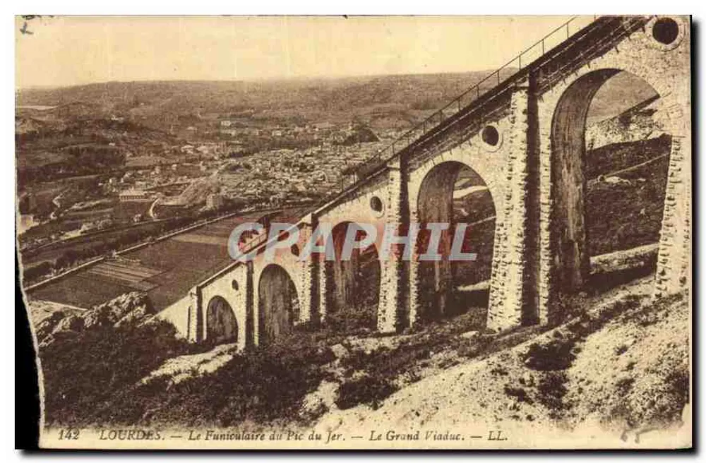Lourdes — Der Funicular des Pic du Jer — Der Große Viadukt — LL. — Nr. 142 - Vorderseite