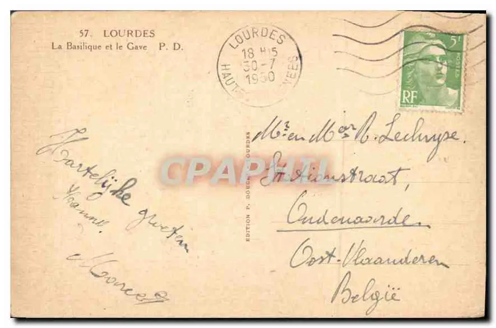 Lourdes — A Basílica e o Gave — Edição P. Dour - Verso