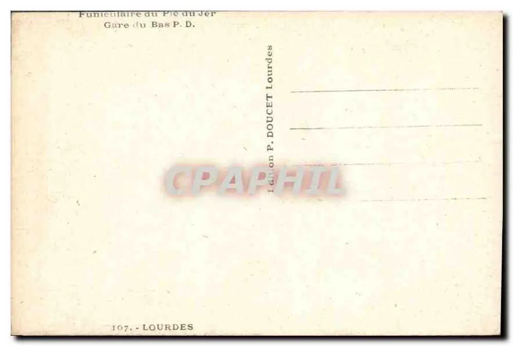 Funicolare del Pic du Jer — Stazione del Bas P.D. — Edizione P. DOUCET Lourdes - Verso