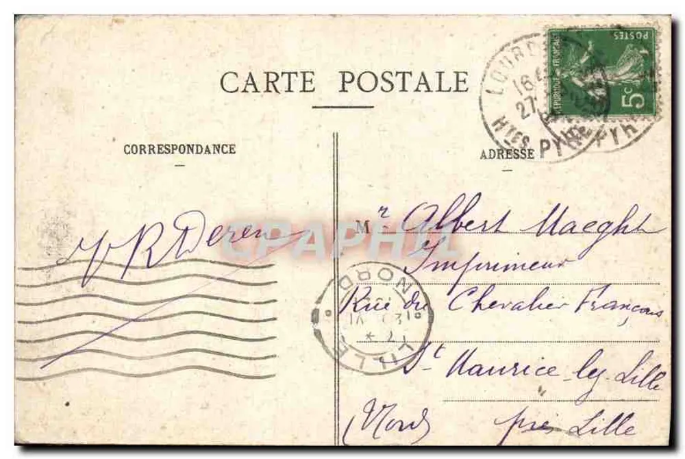 Lourdes — Die Basilika, seitliche Ansicht — Die Pyrenäen, Nr. 119 - Rückseite