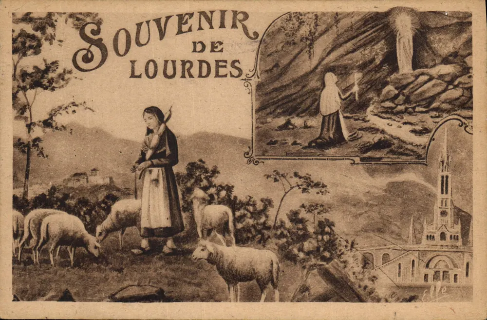 Heilige Bernadette, die Schafe hütet — Erinnerung an Lourdes — Lábouchu-Verlag, n°1117 - Vorderseite