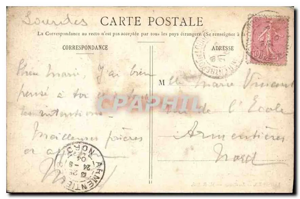 Lourdes — A Gruta — H. B. 205. - Verso