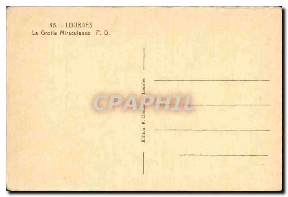 A Gruta Milagrosa — Lourdes — Edição P. Doucet, Lourdes - Verso