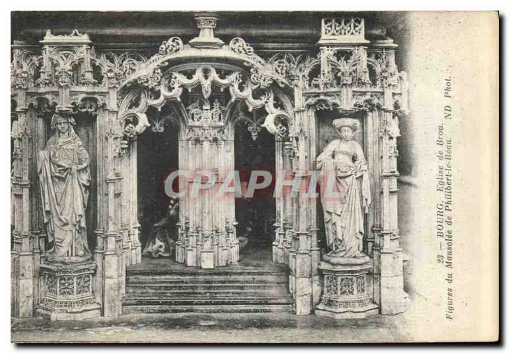 Bourg - Mausoleum von Philibert-le-Beau — Figuren von Brou — ND Brou - Vorderseite