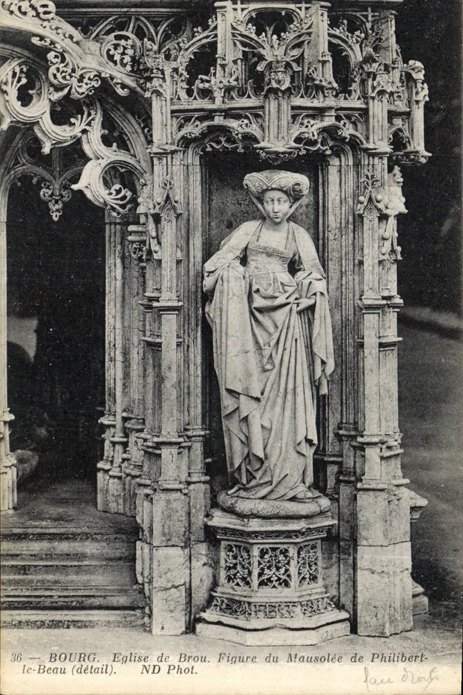 Bourg-le-Beau — Detail der Kirche von Brou, Figur des Mausoleums von Philibert-le-Beau — ND Phot. - Vorderseite