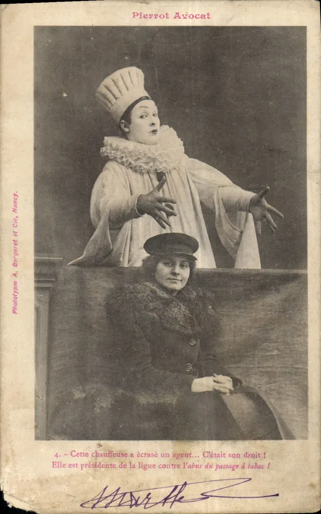 Pierrot Advogado — Sujeto satírico sobre a luta contra o tabaco — Fototipia A. Bergéret et Cie, Nancy, n°4 - Frente
