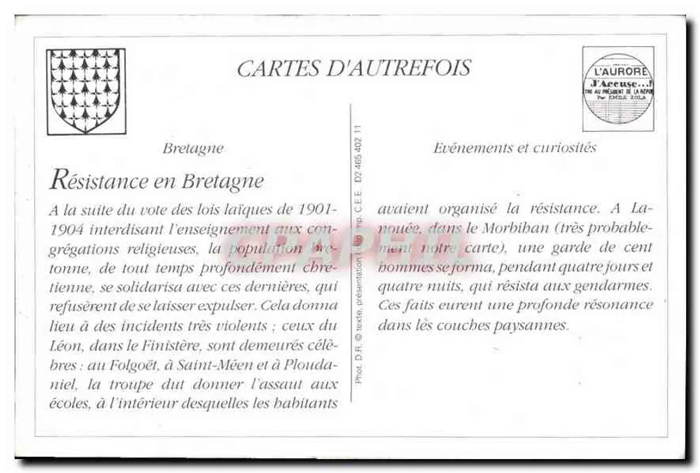 Der Widerstand in der Bretagne gegen die Entlassungsdekrete der Schwestern — Die Fraktion (2) — L'Auroré - Rückseite