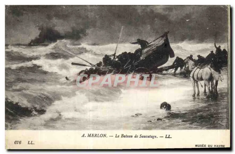 Das Rettungsboot — A. Merlon — LL. n° 676 — Musée du Havre - Vorderseite
