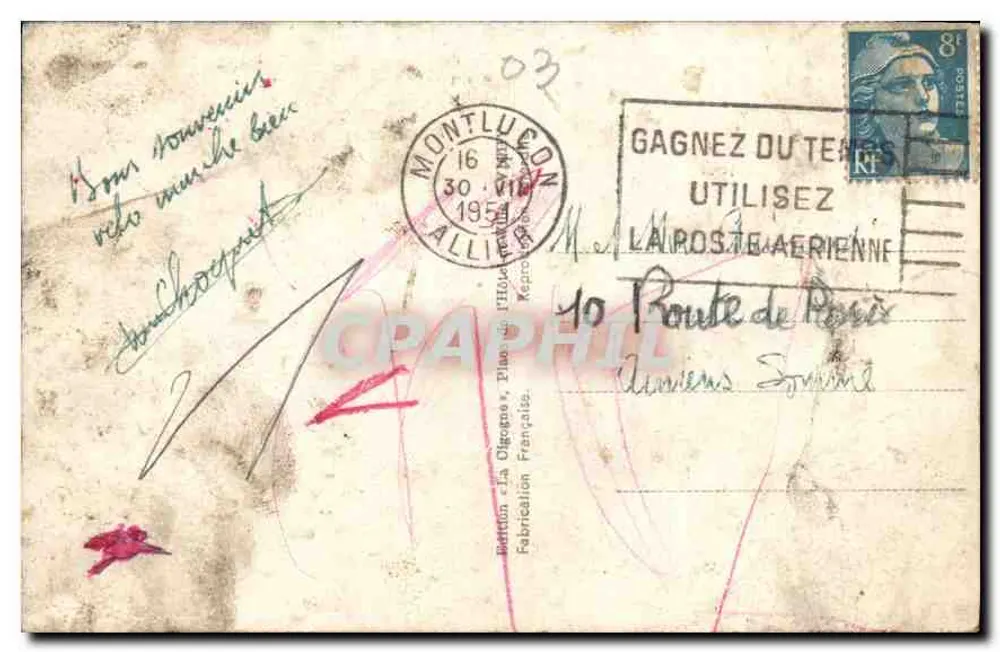 Montluçon — O Jardim Público, Boulevard Carnot — Editor La Cigogne, n° 2234 - Verso