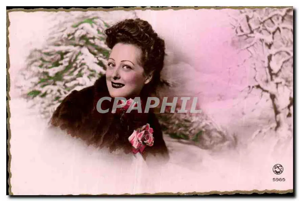 Mulher em pele de animais em um paisagem invernal — editor PC, n° 5965 - Frente
