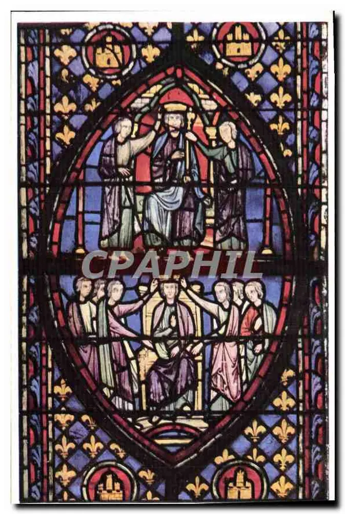 Glasram van de kathedraal van Chartres — De vorsten van de stammen op troon — Uitgever: Monuments Historiques de France, n°7 - Voorkant