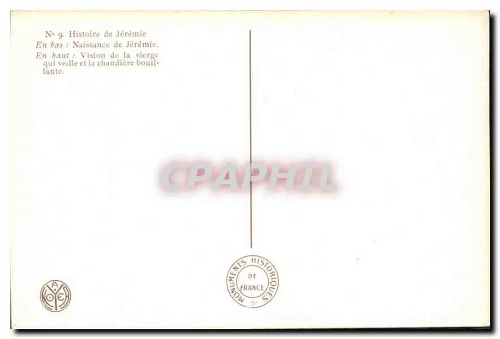 Vetro dipinto della cattedrale di Chartres — Storia di Geremia — Editore: Monuments Historiques de France, n°9 - Verso
