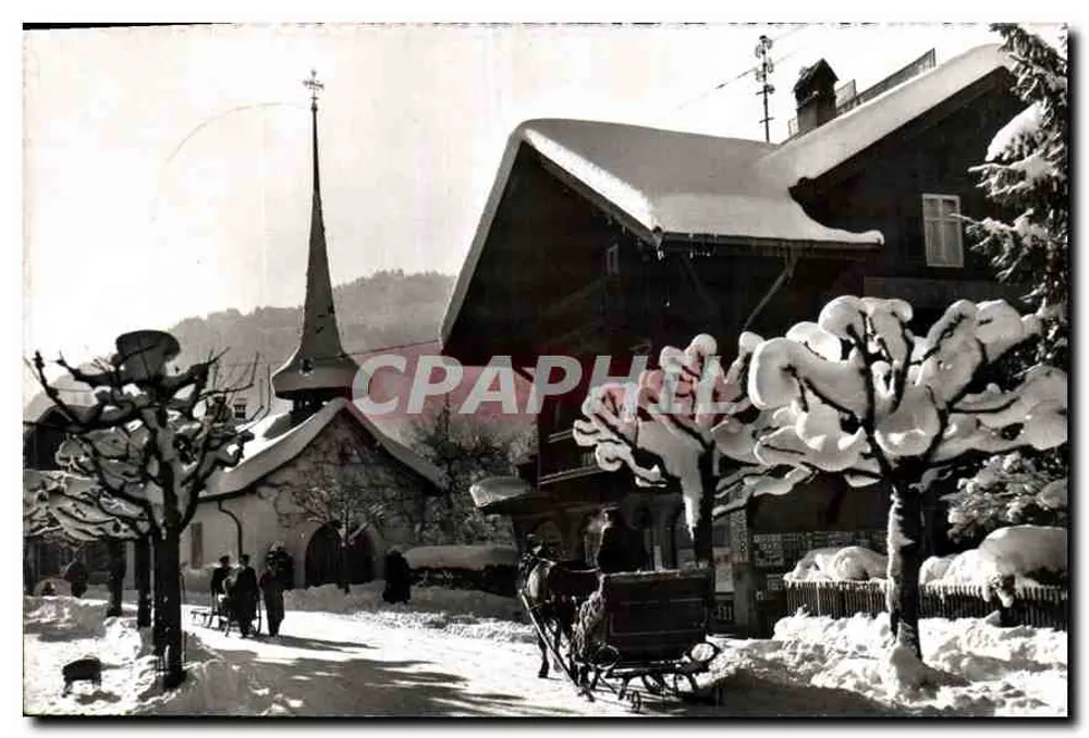 Gstaad, Dorfstrasse mit St. Niklauskapelle — Foto Franz Williger, n° 3546 - Vorderseite