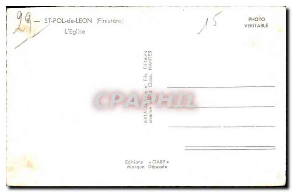 ST-POL-de-LEON — A Igreja — Edições Gaby, Nantes - Verso