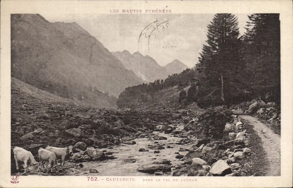 Cauterets — No Vale de Lutour — As Altas Pirineus — Fototipia Labouche, Toulouse, n°752 - Frente