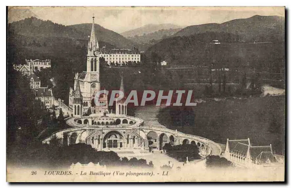 Lourdes - A Basílica (Vista aérea) - LI - Frente