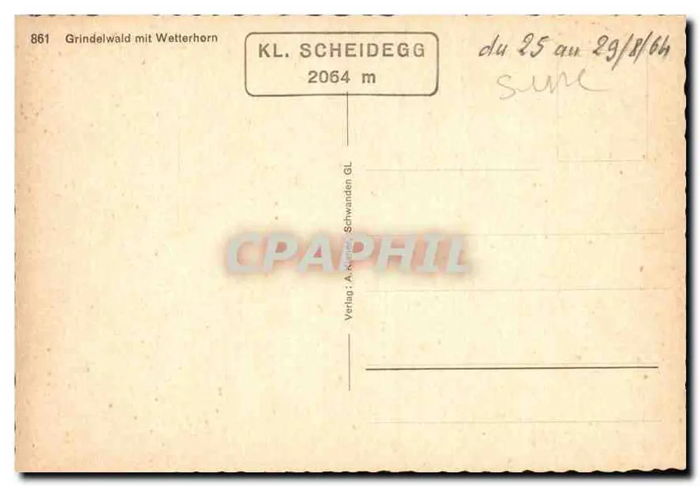 ग्रिंडेलवाल्ड वेटरहॉर्न के साथ — 861 — प्रकाशक A. Kneer, Schwanden GL - पीछे