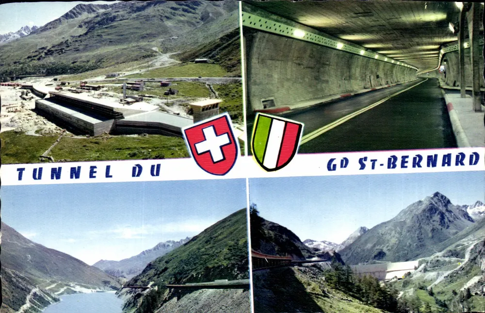 Tunnel des Grossen St-Bernard — Panoramablick und Innensicht — Éditions Jaeger Genève - Vorderseite