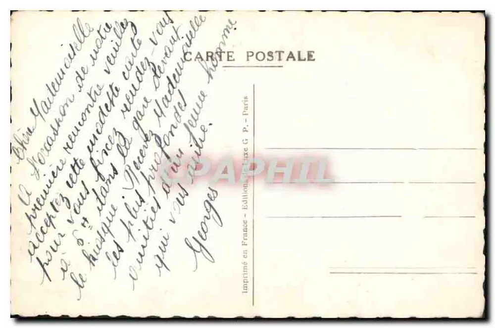 Amor — casal trocando beijos através das janelas — G.P. Paris n°250 - Verso