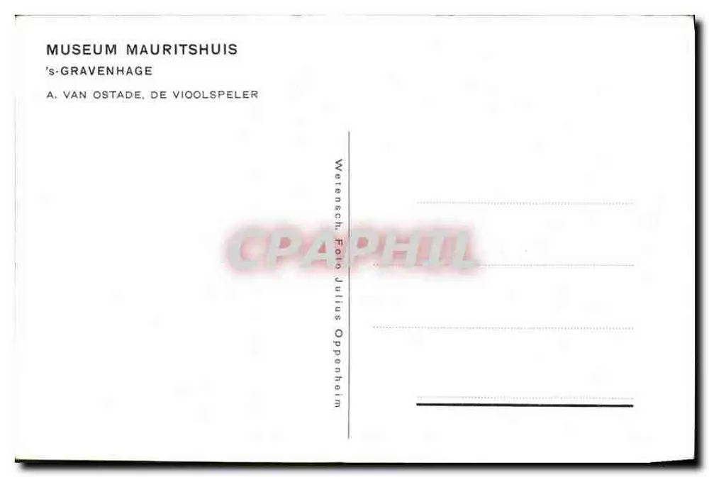 Dorfszene — Musiker, der Violine spielt — Verlag Julius Ophenhaim - Rückseite