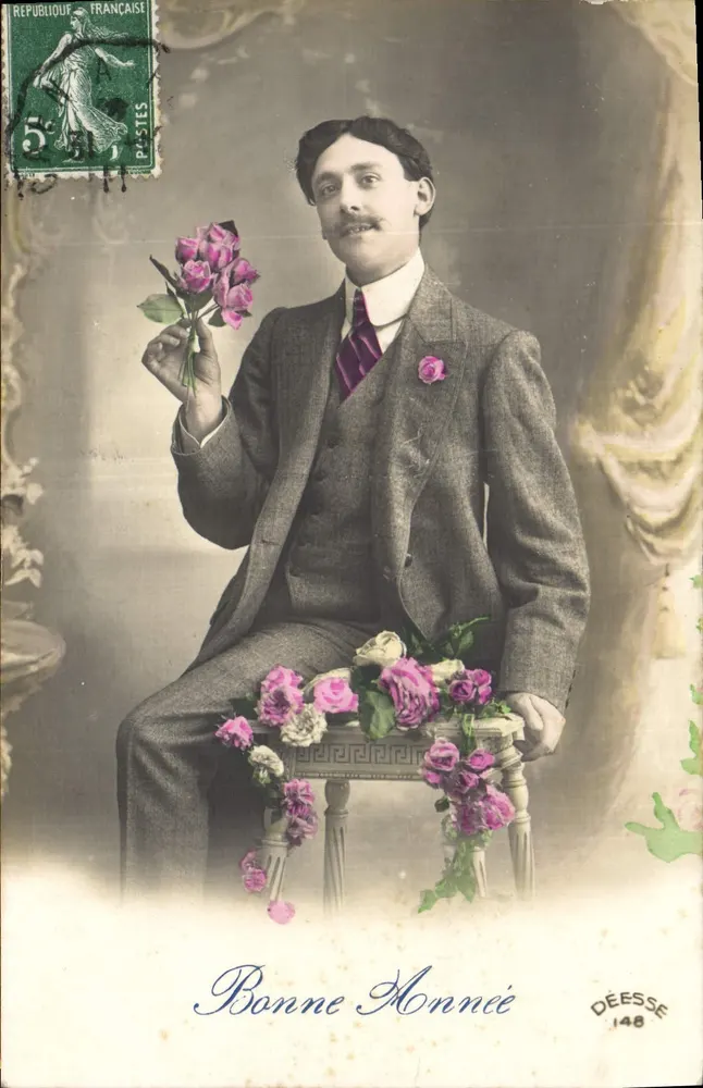 Homem com terno e rosas — Boa Ano — Déesse 148 - Frente