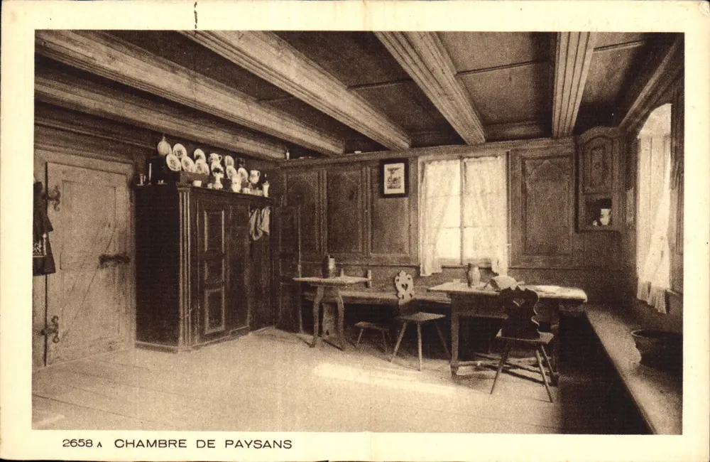 Quarto de camponeses — interior rústico — editor BRAUN & Cie, Dornach, n° 2658 - Frente