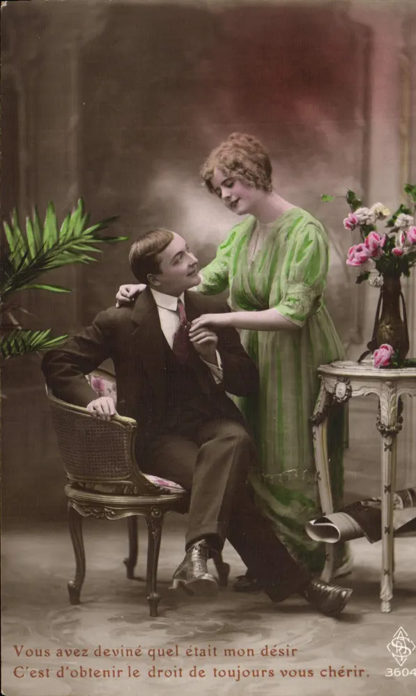 Casal jovem em ambiente interno — editor L. Branzer, Nantes, n° 3604 - Frente