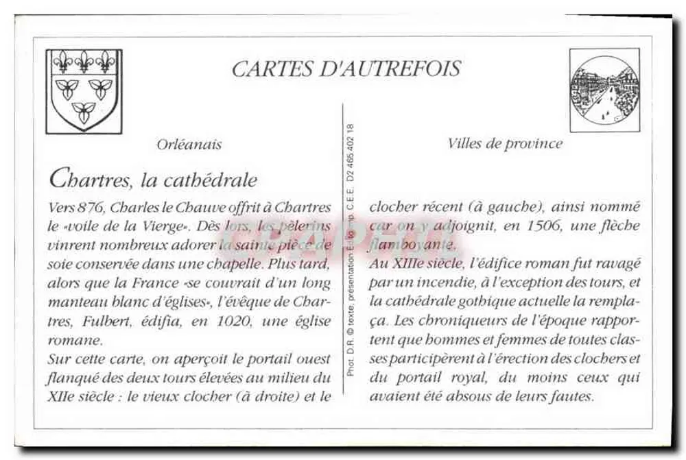 Chartres - A Place Chatelet e a Catedral — Ch. Foucault, edição Dreux - Verso