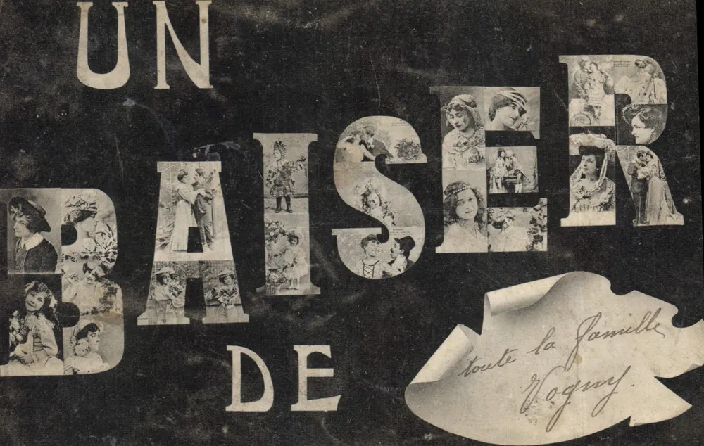Ein Kuss — Collage aus Fotografien — unbekannter Verlag - Vorderseite