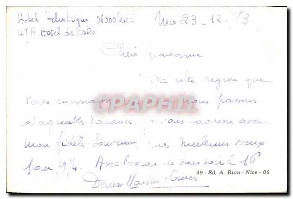Porto de Porto-Vecchio — visão da promenade e dos barcos — Ed. A. Rion, n° 39 - Verso