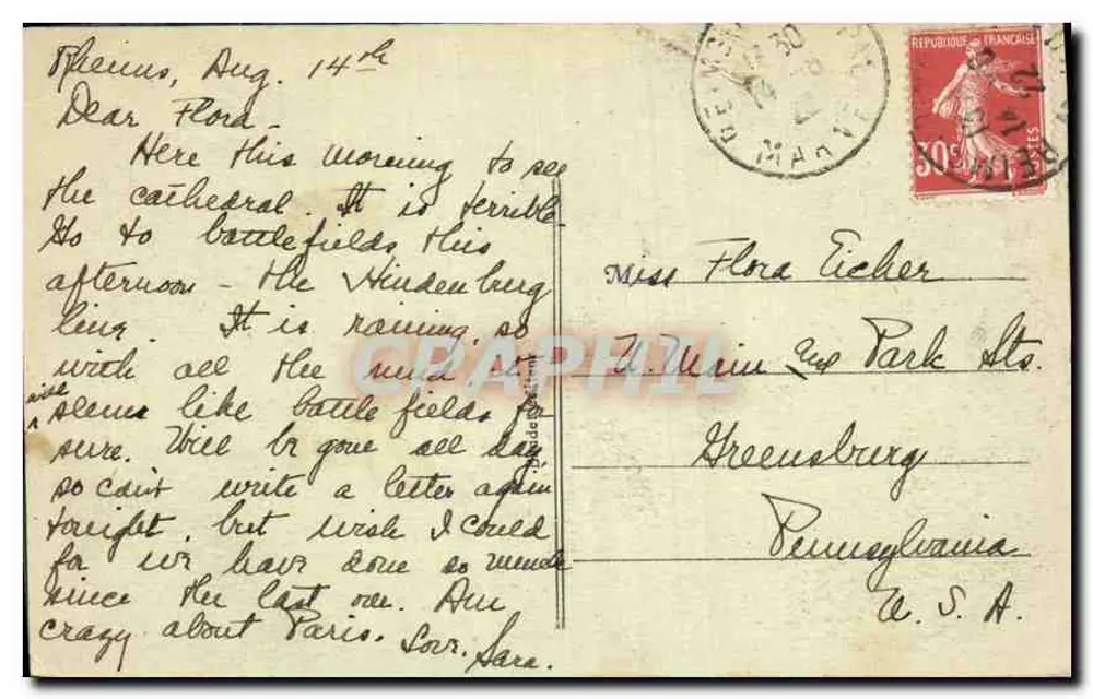 Jeanne d'Arc vor der Kathedrale — Reims — unbekannter Verlag, Nr. 152 - Rückseite