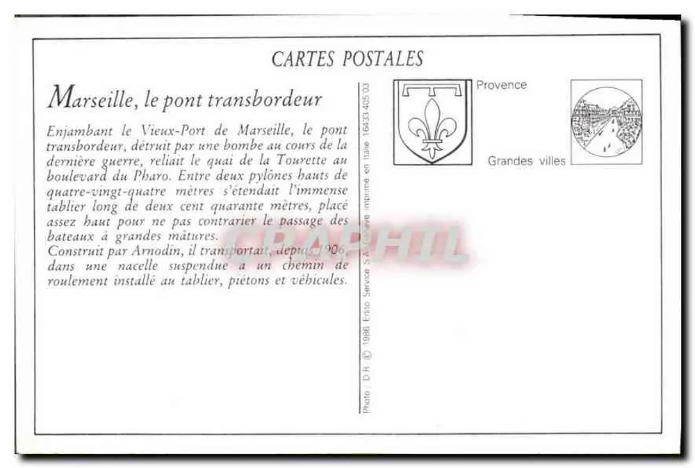 Marseille — O Pont Transbordeur — Selecta - Verso