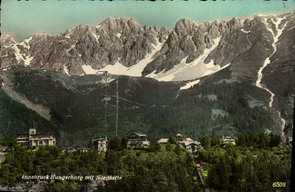 Innsbruck Hungerburg mit Nordkette — Panoramablick — Verlag Das Zeichner, n° 6508 - Vorderseite