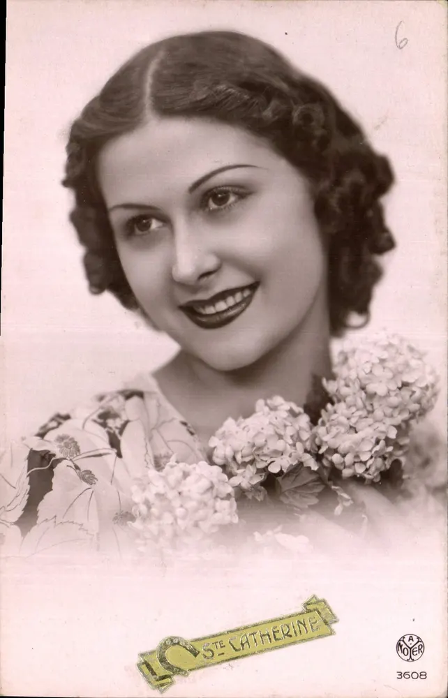 Santa Catarina — Retrato feminino com flores — A. Noyer, n° 3608 - Frente