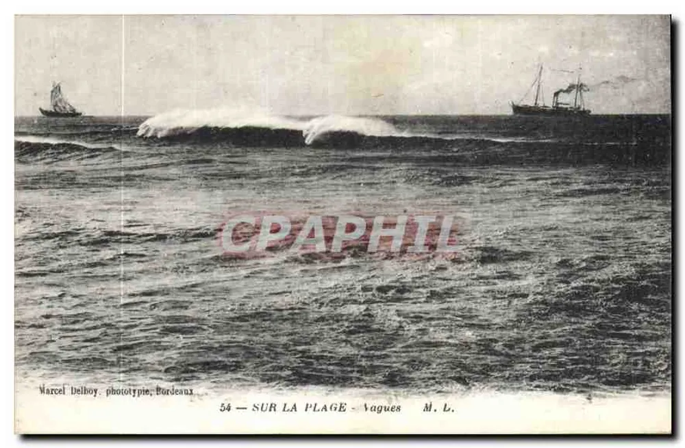 Na praia — Ondas — Marcel Delhoy, fototipia, Bordeaux — n° 54 - Frente