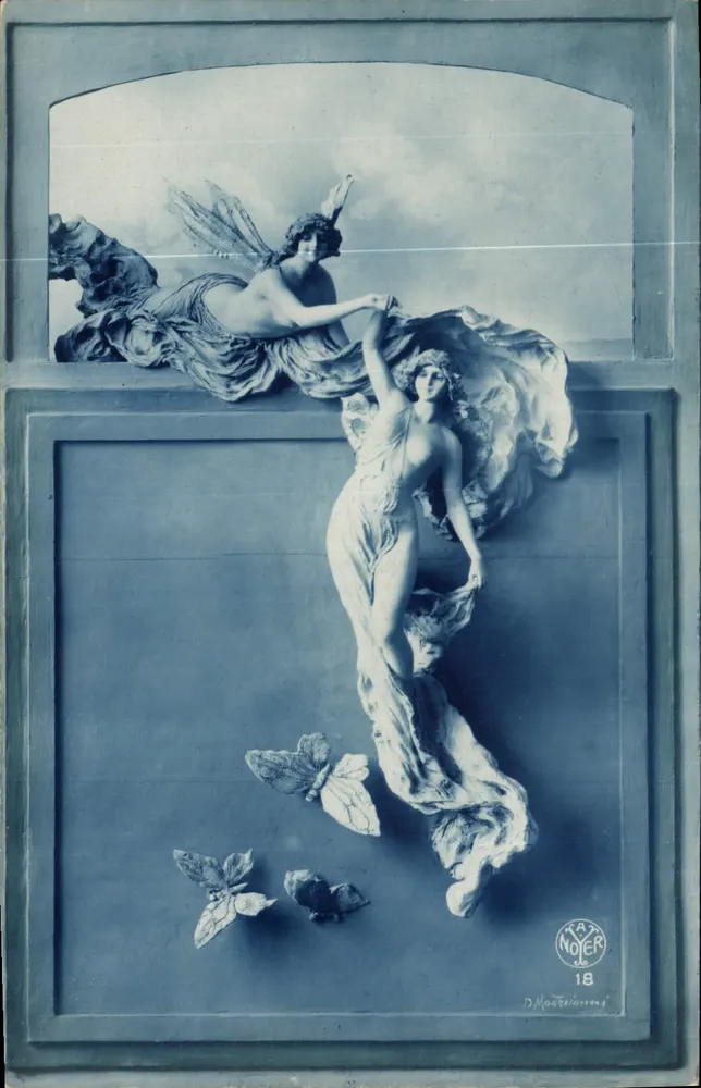 Fada e mulher em um quadro — fototipia azul — D. Montsirin, n°18 - Frente