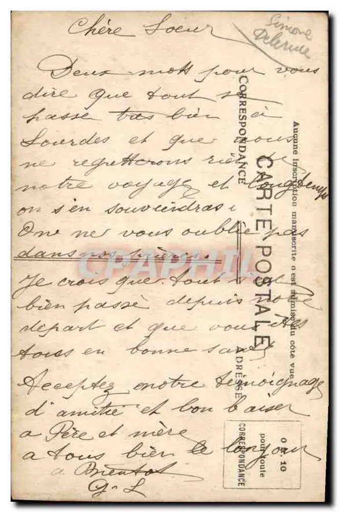 Lourdes — Entrata del Santuario — Sireygeol, edito da Limages-Lourdes - Verso