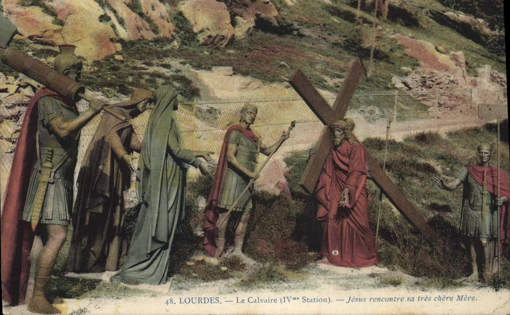 Lourdes — Der Calvarienberg (vierte Station) — Jesus trifft seine sehr geliebte Mutter - Vorderseite
