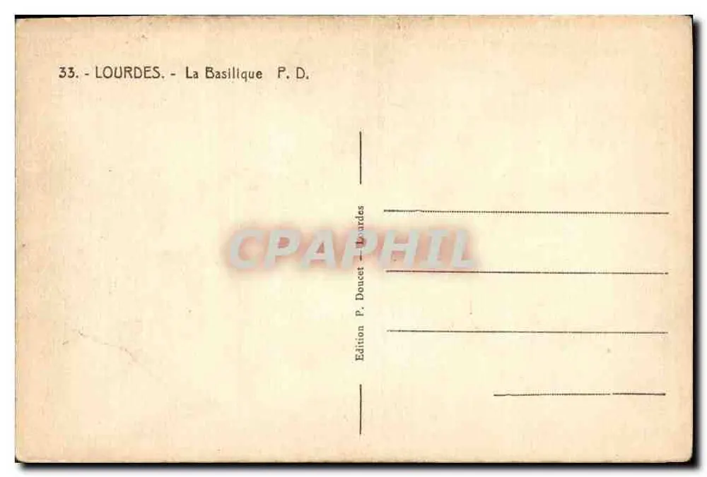 Lourdes — A Basílica P.D. — Edição P. Doucet - Verso
